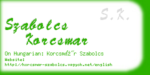 szabolcs korcsmar business card